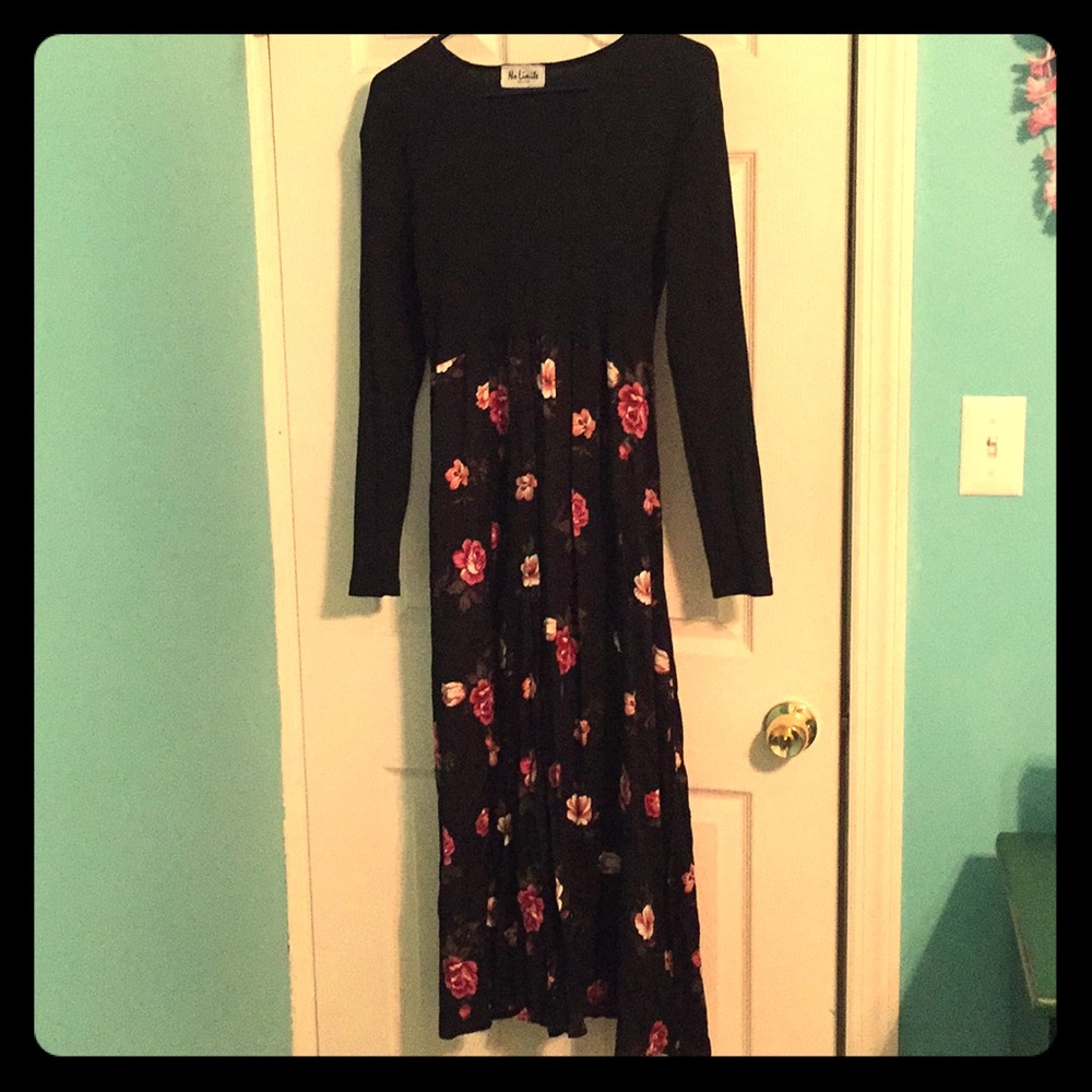Vintage Empire Waist Dress with Flower Detail